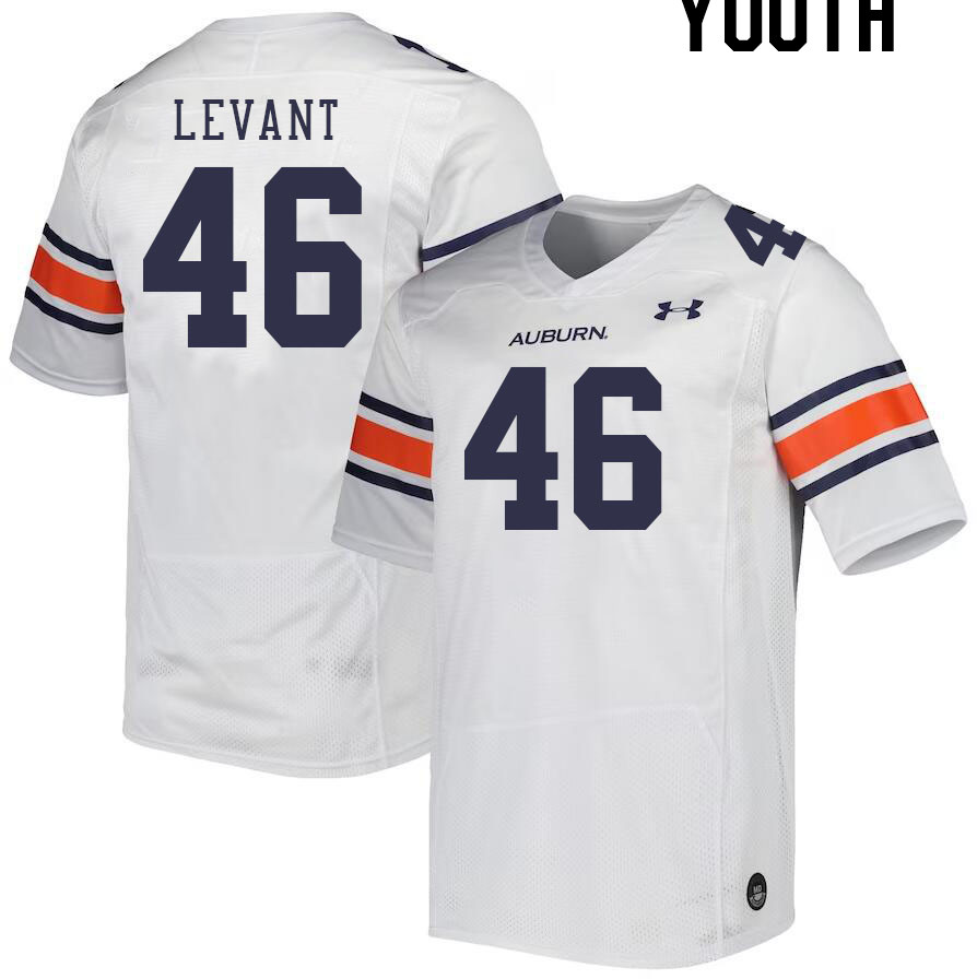Youth #46 Jake Levant Auburn Tigers College Football Jerseys Stitched-White - Click Image to Close